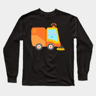 Orange Street Sweeper Road Cleaning Vehicle Long Sleeve T-Shirt